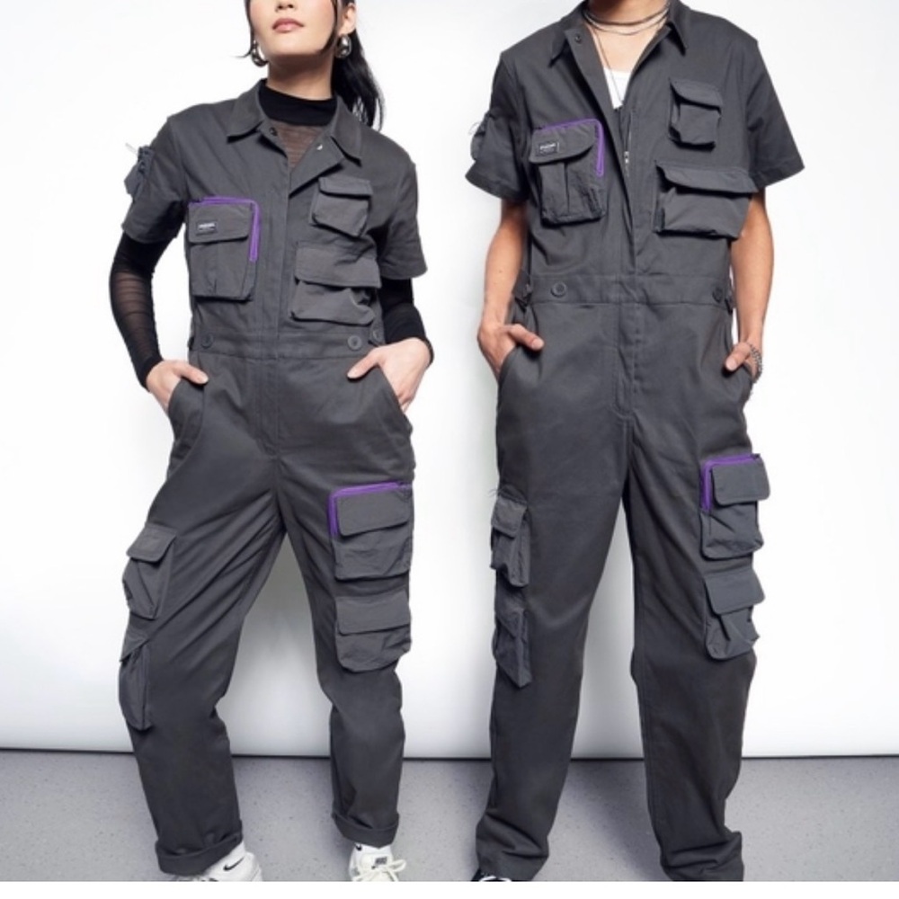 Wildfang x TacoBell Gray Jumpsuit with Purple Accents